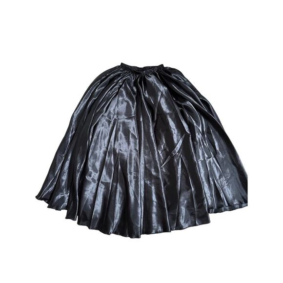 Black Pleated Maxi Skirt – Size S, High Shine Goth Y2K Holiday Look - Picture 6 of 8